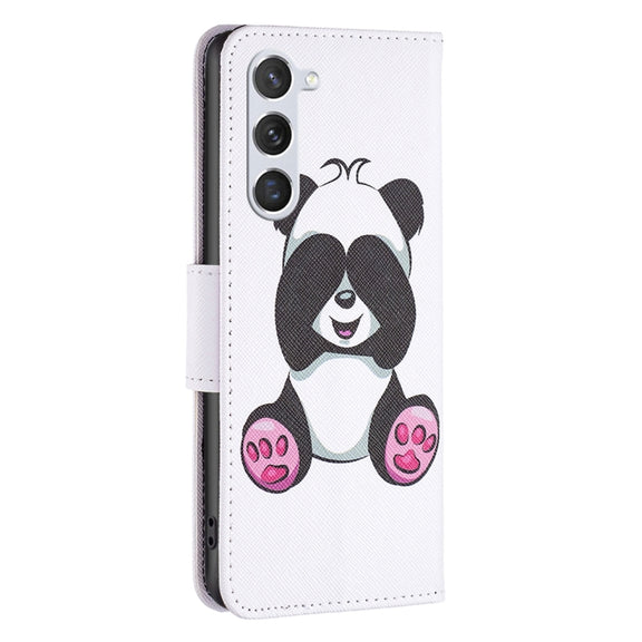 For Samsung Galaxy S25 5G Colored Drawing Pattern Leather Phone Case(Panda)