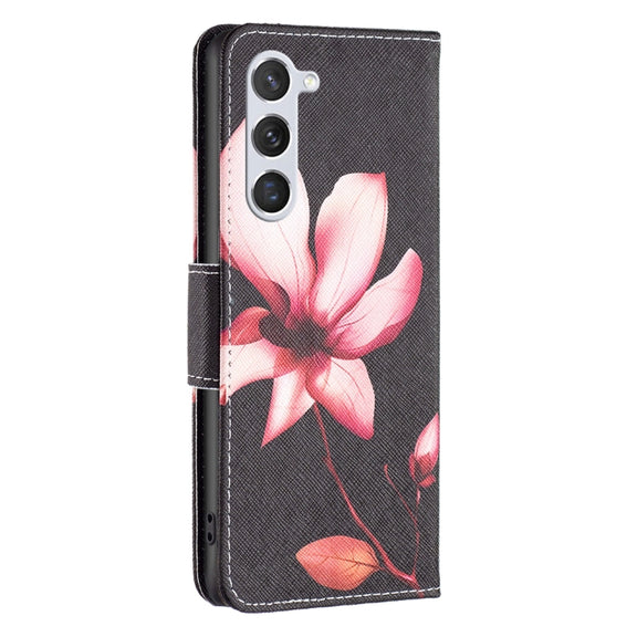 For Samsung Galaxy S25 5G Colored Drawing Pattern Leather Phone Case(Lotus)