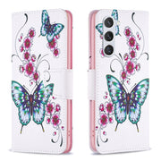 For Samsung Galaxy S25 5G Colored Drawing Pattern Leather Phone Case(Flowers Butterfly)