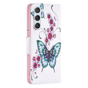 For Samsung Galaxy S25 5G Colored Drawing Pattern Leather Phone Case(Flowers Butterfly)