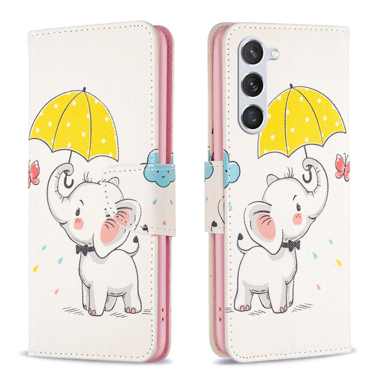 For Samsung Galaxy S25 5G Colored Drawing Pattern Leather Phone Case(Umbrella Elephant)