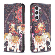 For Samsung Galaxy S25 5G Colored Drawing Pattern Leather Phone Case(Flowers Elephant)