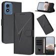 For Motorola Moto G Play 4G 2024 Triangle Pattern Buckle Clasp Leather Phone Case(Black) - Motorola Cases by PMC Jewellery | Online Shopping South Africa | PMC Jewellery | Buy Now Pay Later Mobicred