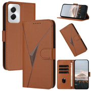 For Motorola Moto G Power 2024 Triangle Pattern Buckle Clasp Leather Phone Case(Brown)