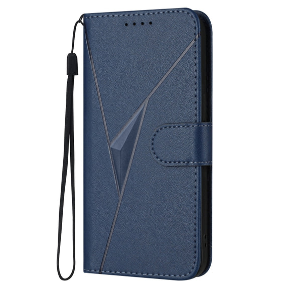 For Motorola Moto G Power 2024 Triangle Pattern Buckle Clasp Leather Phone Case(Royal Blue)