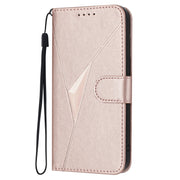 For Motorola Moto G Power 2024 Triangle Pattern Buckle Clasp Leather Phone Case(Rose Gold)