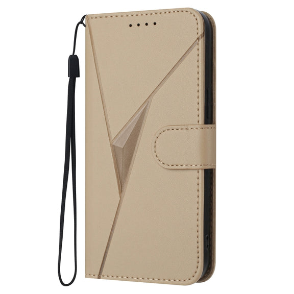 For Motorola Moto G Stylus 2024 Triangle Pattern Buckle Clasp Leather Phone Case(Gold)