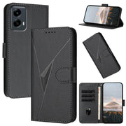 For Motorola Moto G 5G 2024 Triangle Pattern Buckle Clasp Leather Phone Case(Black)