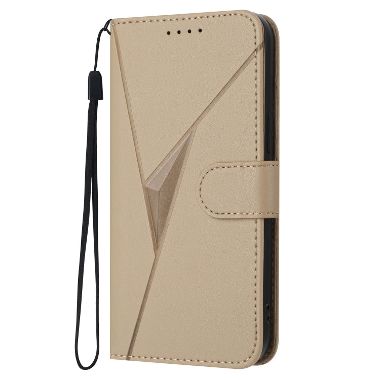 For Motorola Moto G 5G 2024 Triangle Pattern Buckle Clasp Leather Phone Case(Gold)