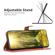 For Samsung Galaxy S25 5G Color Block Denim Texture Leather Phone Case(Red)