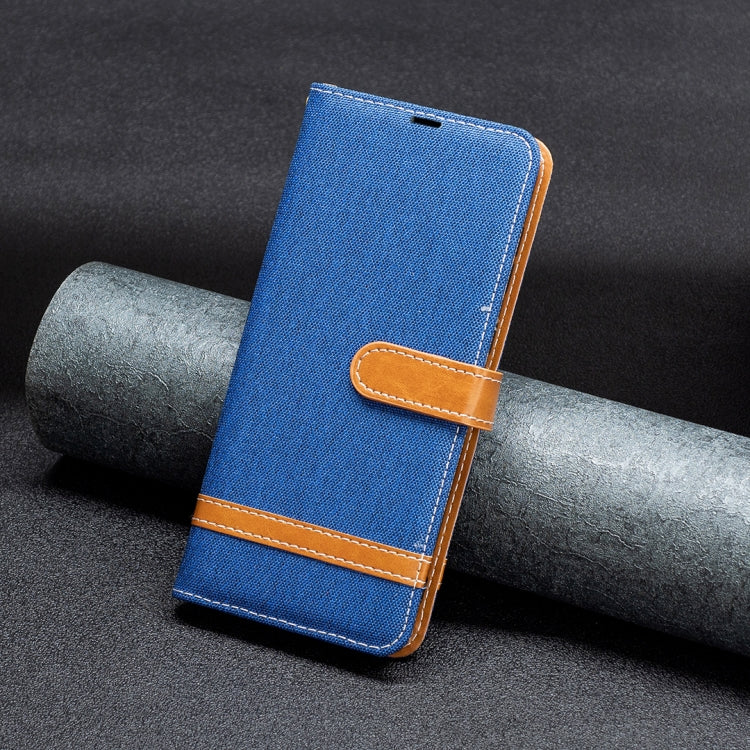 For Samsung Galaxy S25 5G Color Block Denim Texture Leather Phone Case(Royal Blue)