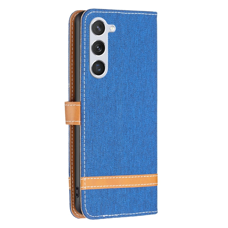 For Samsung Galaxy S25 5G Color Block Denim Texture Leather Phone Case(Royal Blue)