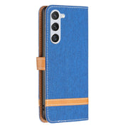 For Samsung Galaxy S25 5G Color Block Denim Texture Leather Phone Case(Royal Blue)