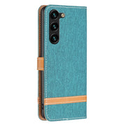 For Samsung Galaxy S25+ 5G Color Block Denim Texture Leather Phone Case(Green)