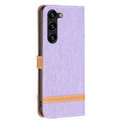For Samsung Galaxy S25+ 5G Color Block Denim Texture Leather Phone Case(Purple)