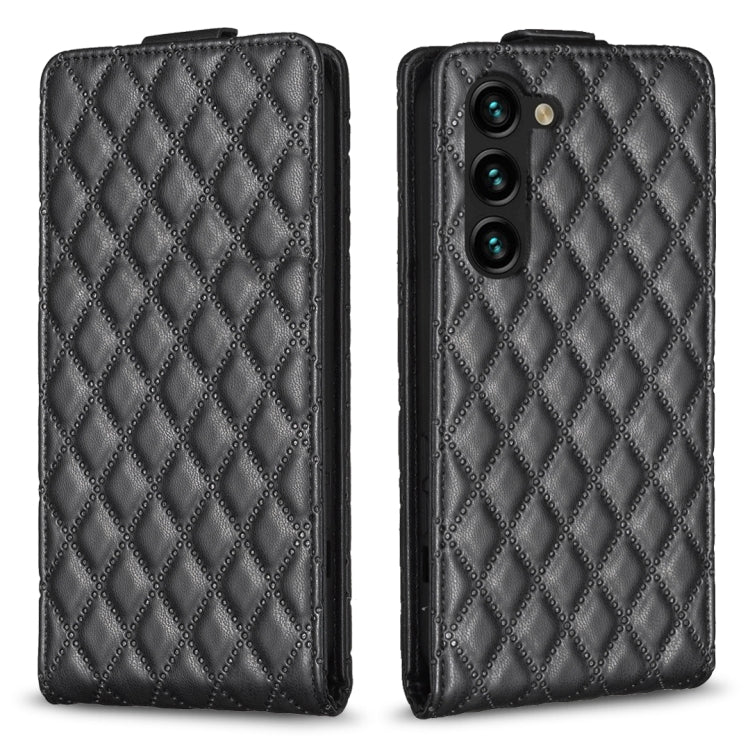 For Samsung Galaxy S25 5G Diamond Lattice Vertical Flip Leather Phone Case(Black)
