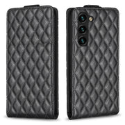 For Samsung Galaxy S25 5G Diamond Lattice Vertical Flip Leather Phone Case(Black)