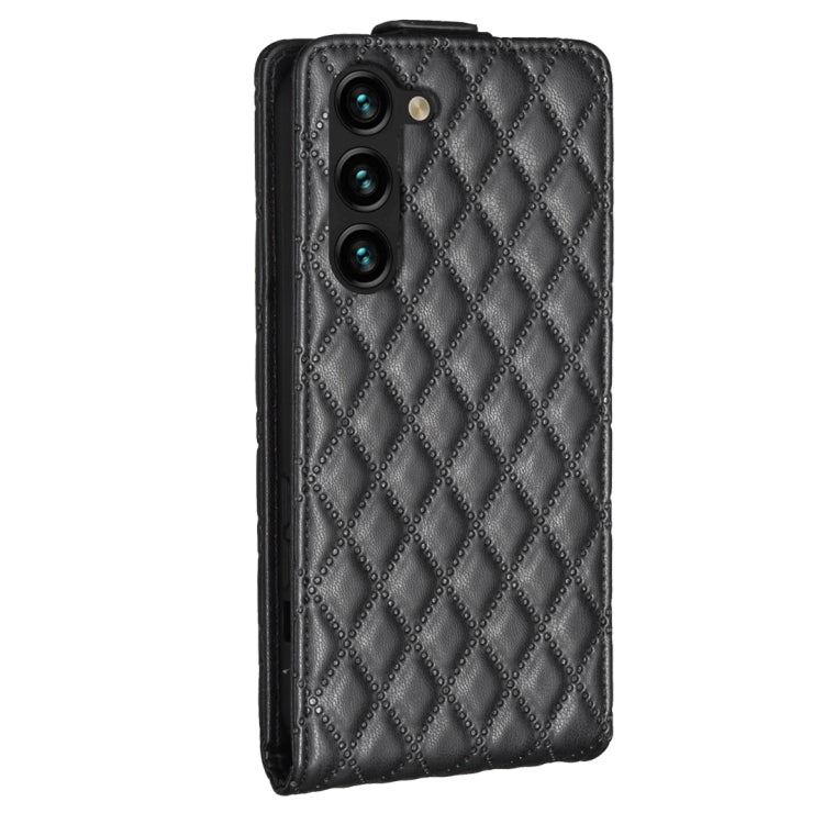 For Samsung Galaxy S25 5G Diamond Lattice Vertical Flip Leather Phone Case(Black)