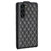 For Samsung Galaxy S25 5G Diamond Lattice Vertical Flip Leather Phone Case(Black)