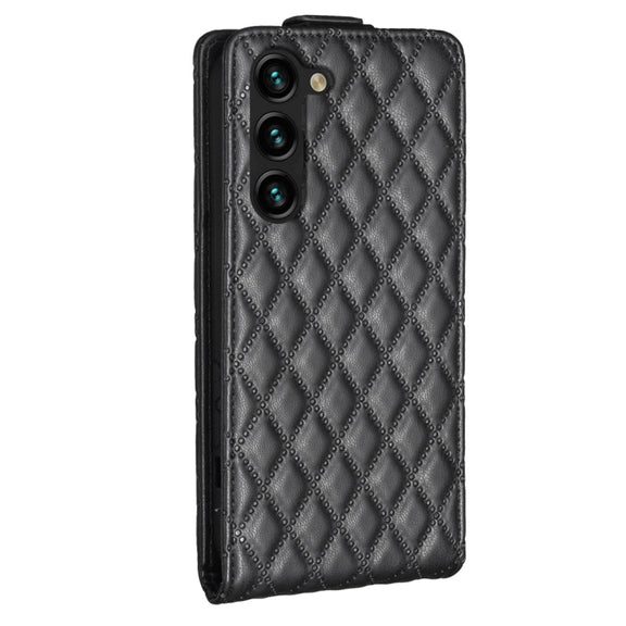 For Samsung Galaxy S25 5G Diamond Lattice Vertical Flip Leather Phone Case(Black)
