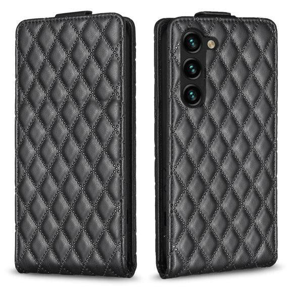 For Samsung Galaxy S25 5G Diamond Lattice Vertical Flip Leather Phone Case(Black)