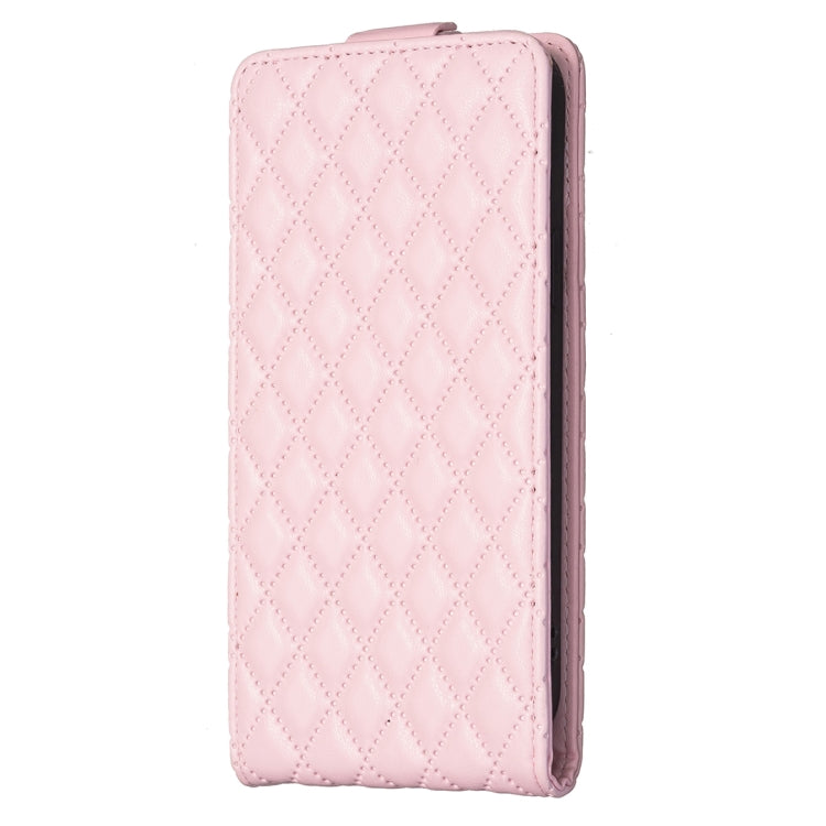 For Samsung Galaxy S25 5G Diamond Lattice Vertical Flip Leather Phone Case(Pink)