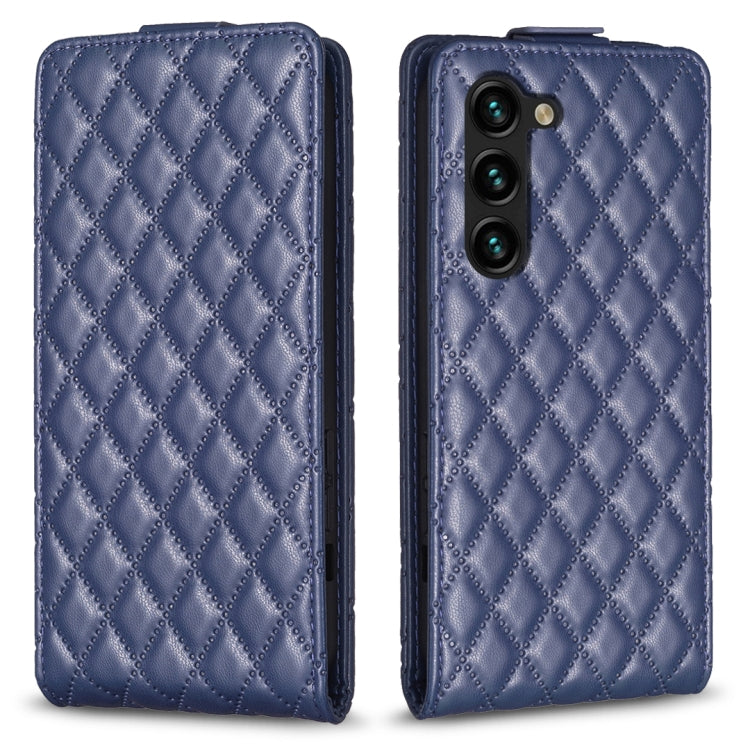 For Samsung Galaxy S25 5G Diamond Lattice Vertical Flip Leather Phone Case(Blue)