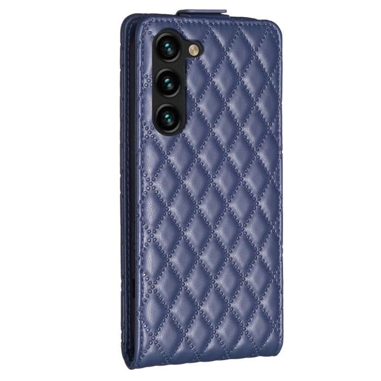 For Samsung Galaxy S25 5G Diamond Lattice Vertical Flip Leather Phone Case(Blue)