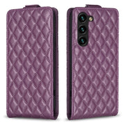 For Samsung Galaxy S25+ 5G Diamond Lattice Vertical Flip Leather Phone Case(Dark Purple)