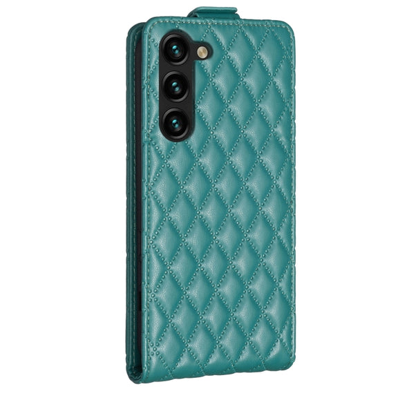 For Samsung Galaxy S25+ 5G Diamond Lattice Vertical Flip Leather Phone Case(Green)
