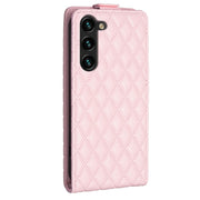 For Samsung Galaxy S25+ 5G Diamond Lattice Vertical Flip Leather Phone Case(Pink)