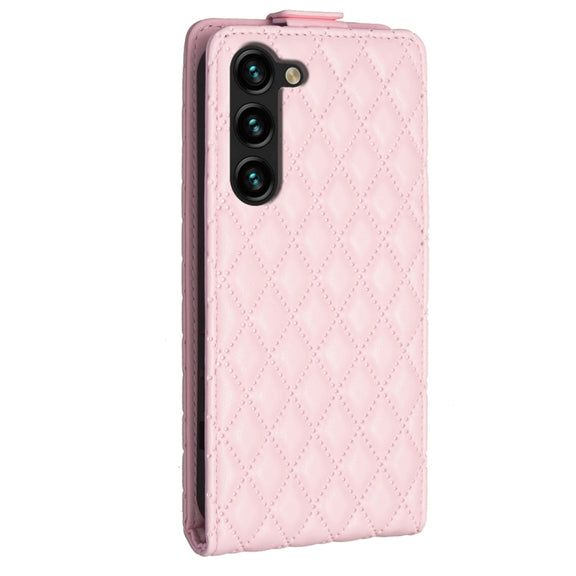 For Samsung Galaxy S25+ 5G Diamond Lattice Vertical Flip Leather Phone Case(Pink)