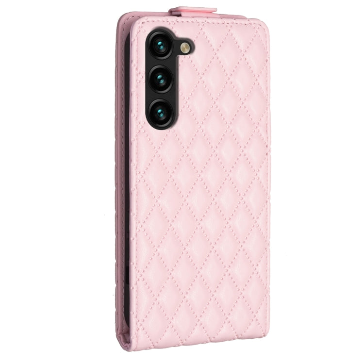 For Samsung Galaxy S25+ 5G Diamond Lattice Vertical Flip Leather Phone Case(Pink)