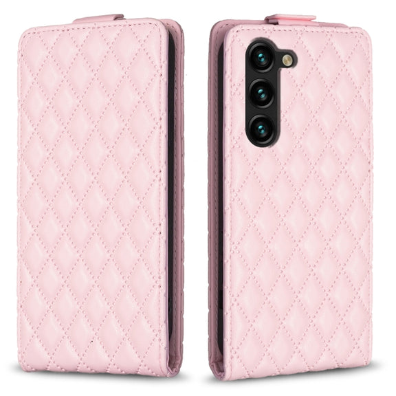 For Samsung Galaxy S25+ 5G Diamond Lattice Vertical Flip Leather Phone Case(Pink)