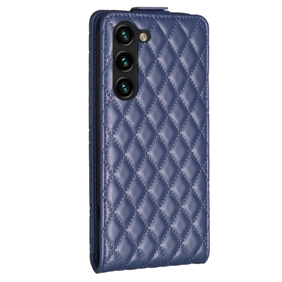 For Samsung Galaxy S25+ 5G Diamond Lattice Vertical Flip Leather Phone Case(Blue)