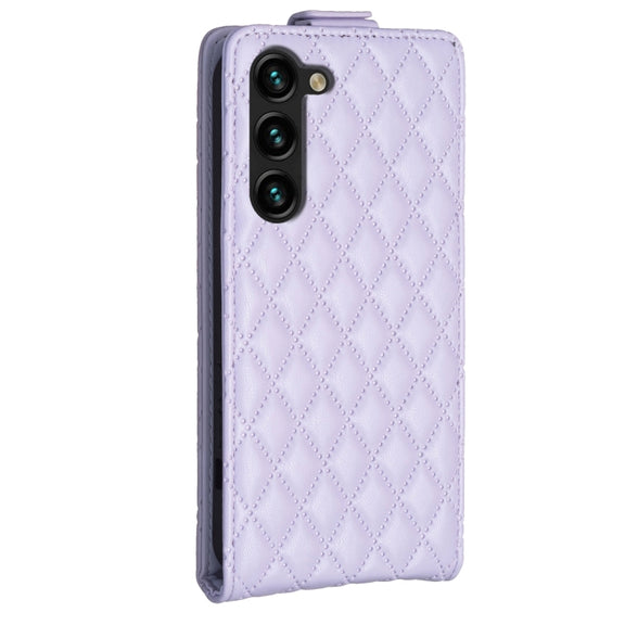 For Samsung Galaxy S25+ 5G Diamond Lattice Vertical Flip Leather Phone Case(Purple)