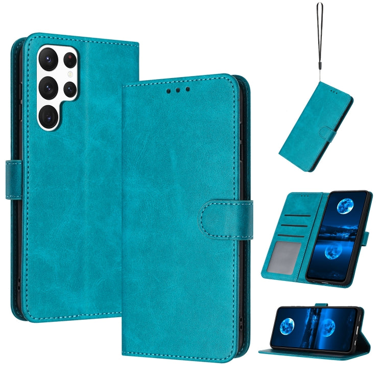 For Samsung Galaxy S25 Ultra 5G Solid Calf Texture Flip Leather Phone Case(Green)