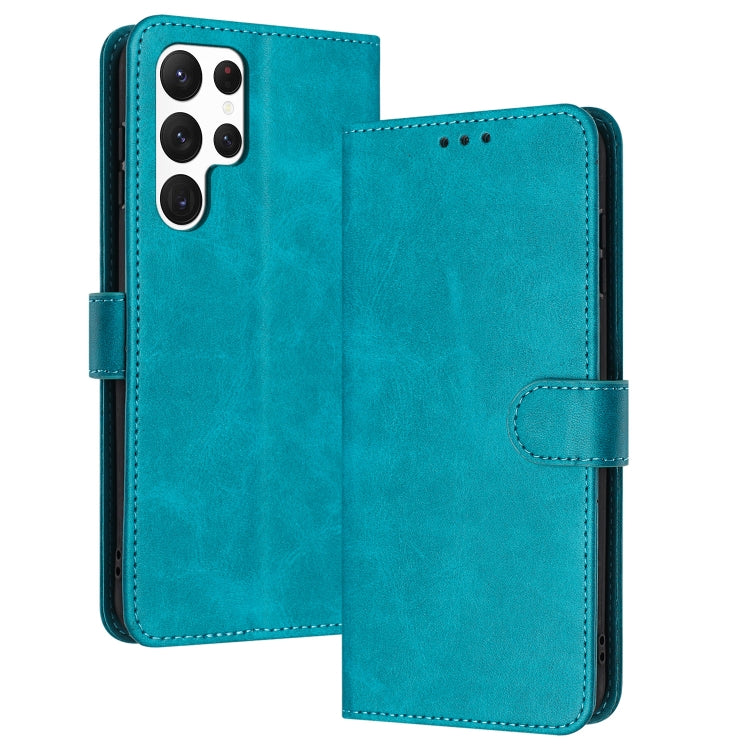 For Samsung Galaxy S25 Ultra 5G Solid Calf Texture Flip Leather Phone Case(Green)