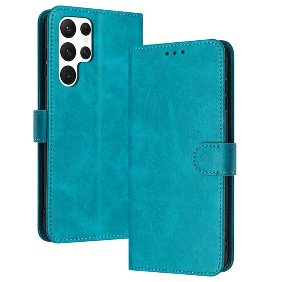 For Samsung Galaxy S25 Ultra 5G Solid Calf Texture Flip Leather Phone Case(Green)