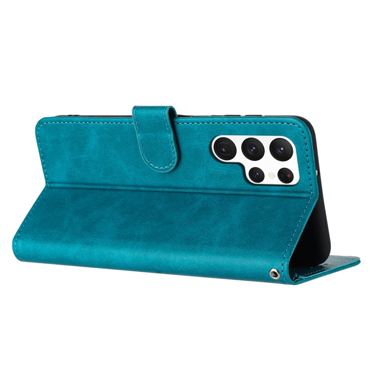 For Samsung Galaxy S25 Ultra 5G Solid Calf Texture Flip Leather Phone Case(Green)