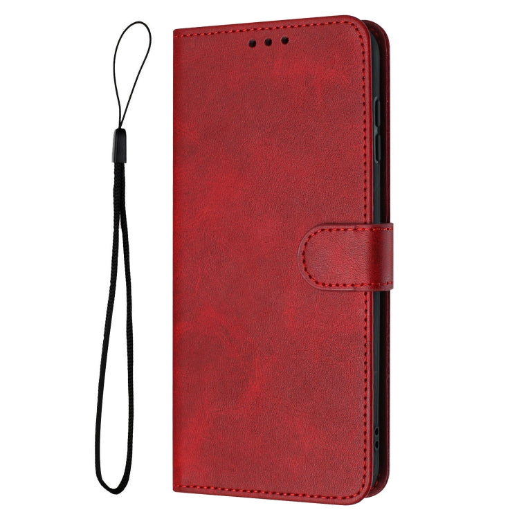 For Samsung Galaxy S25 Ultra 5G Solid Calf Texture Flip Leather Phone Case(Red)