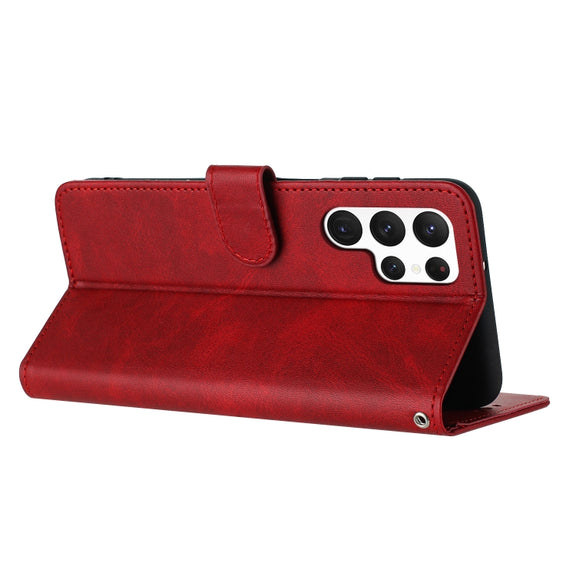 For Samsung Galaxy S25 Ultra 5G Solid Calf Texture Flip Leather Phone Case(Red)