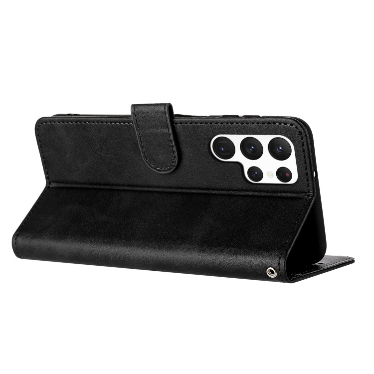 For Samsung Galaxy S25 Ultra 5G Solid Calf Texture Flip Leather Phone Case(Black)