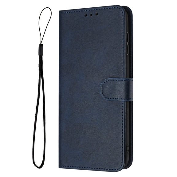 For Samsung Galaxy S25 Ultra 5G Solid Calf Texture Flip Leather Phone Case(Dark Blue)