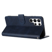 For Samsung Galaxy S25 Ultra 5G Solid Calf Texture Flip Leather Phone Case(Dark Blue)