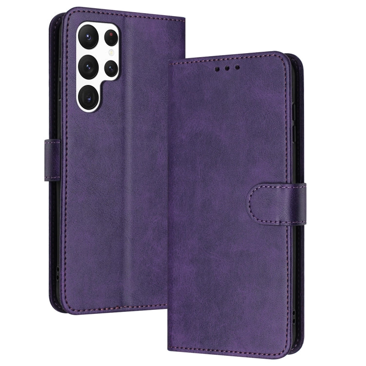 For Samsung Galaxy S25 Ultra 5G Solid Calf Texture Flip Leather Phone Case(Purple)