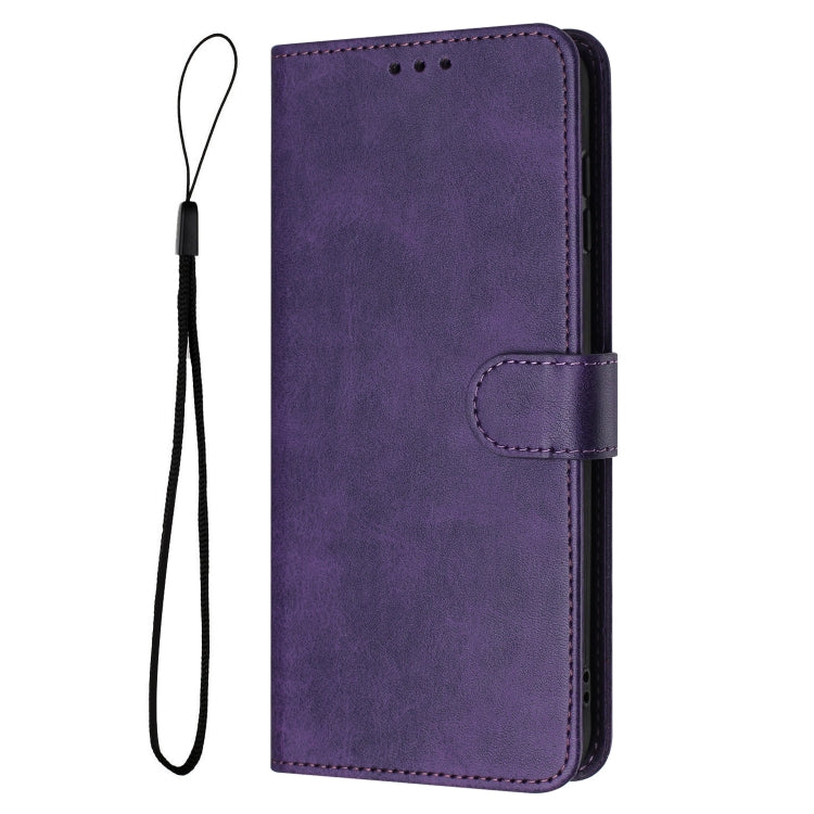 For Samsung Galaxy S25 Ultra 5G Solid Calf Texture Flip Leather Phone Case(Purple)