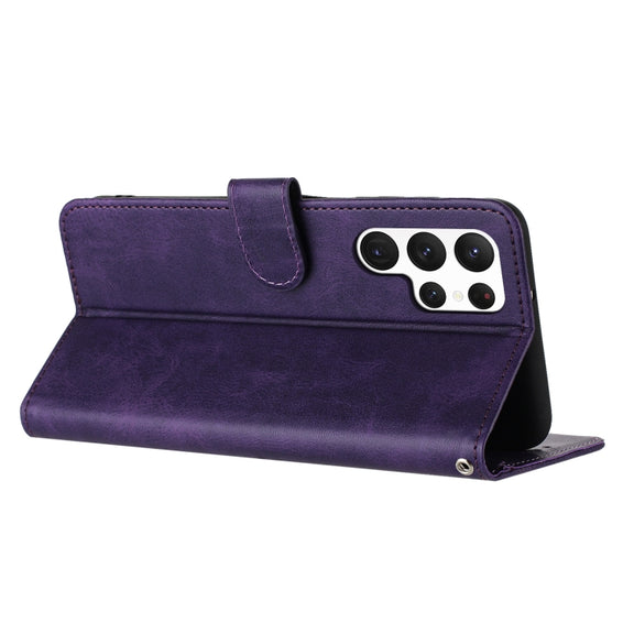For Samsung Galaxy S25 Ultra 5G Solid Calf Texture Flip Leather Phone Case(Purple)