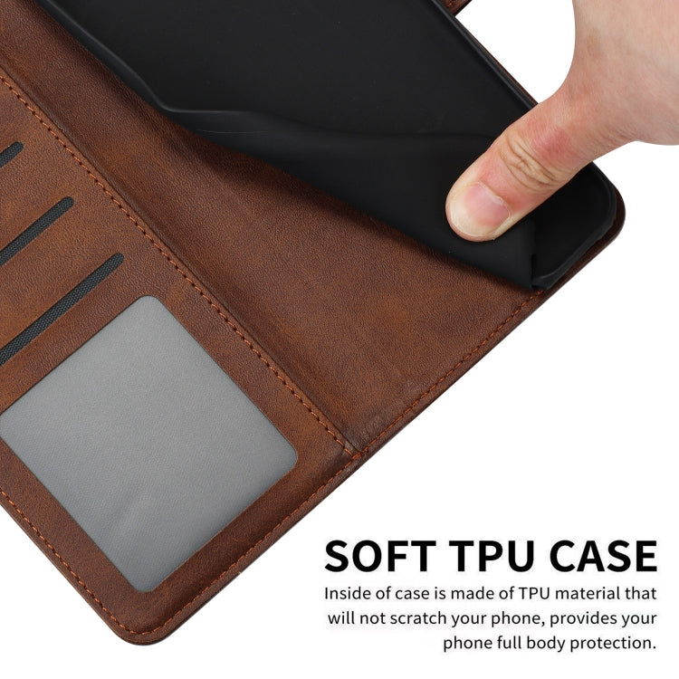 For Samsung Galaxy S25 / S24 5G Solid Calf Texture Flip Leather Phone Case(Brown)