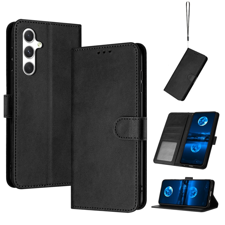 For Samsung Galaxy S25 / S24 5G Solid Calf Texture Flip Leather Phone Case(Black)